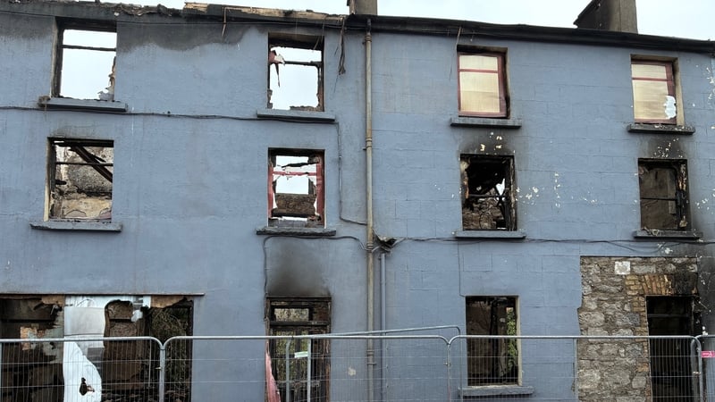 A fire caused damage to buildings earmarked for social housing on Raheen Row in Ballina overnight