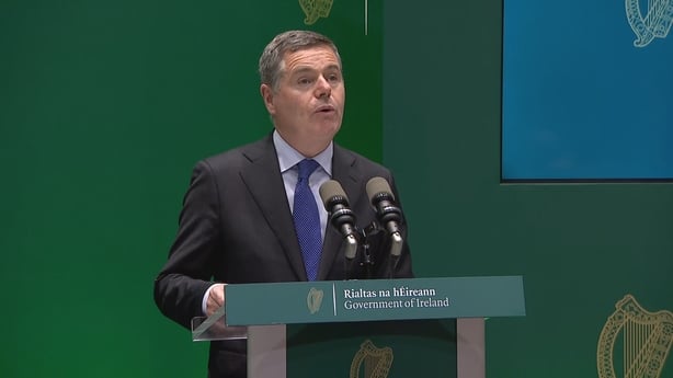 Minister for Finance Paschal Donohoe discusses the Summer Economic Statement at Government Buildings on 22 July 2025