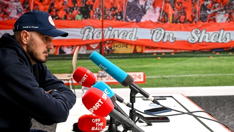Shelbourne boss Joey O'Brien speaks to the media at Tolka Park