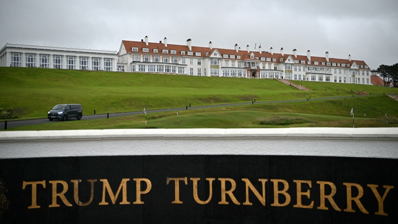 The request for 'mutual aid' was made by Police Scotland, ahead of Donald Trump's trip to his golf courses in Turnberry (inset) and Aberdeen