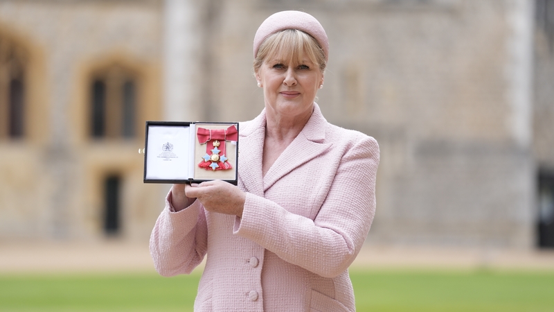 Actor Sarah Lancashire, after being made a Commander of the Order of the British Empire at an Investiture ceremony at Windsor Castle, Berkshire on Tuesday. Photo credit: Andrew Matthews/PA Wire