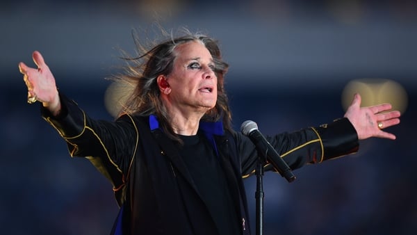 INGLEWOOD, CA - SEPTEMBER 08: Singer Ozzy Osbourne performs at halftime during the NFL game between the Buffalo Bills and the Los Angeles Rams on September 8, 2022, at SoFi Stadium in Inglewood, CA. (Photo by Brian Rothmuller/Icon Sportswire via Getty Ima
