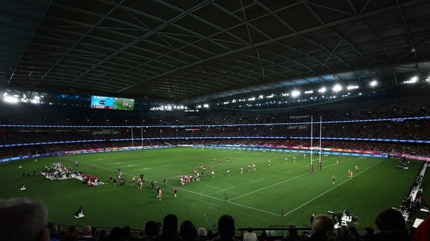 MELBOURNE, AUSTRALIA - JULY 22: General view of play inside the stadium during the tour match between First Nations & Pasifika v British & Irish Lions at Marvel Stadium on July 22, 2025 in Melbourne, Australia. (Photo by Mike Owen/Getty Images)