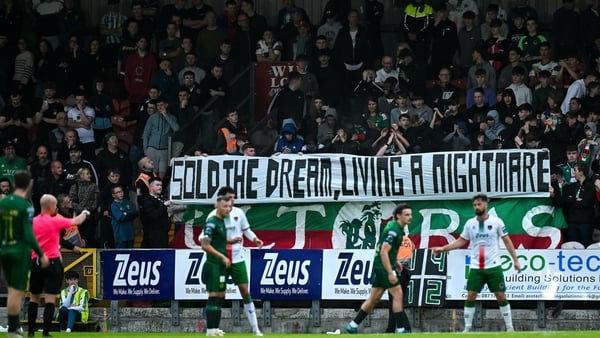 27 June 2025; Cork City supporters during the SSE Airtricity Men's Premier Division match between Cork City and St Patrick's Athletic at Turner's Cross in Cork. Photo by Brendan Moran/Sportsfile