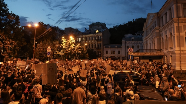 Anti-corruption bill protest in Kyiv Ukraine