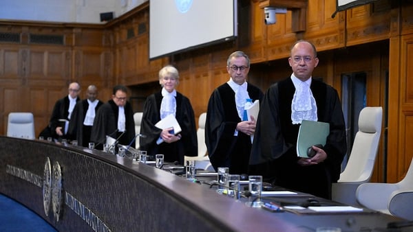 The International Court of Justice (ICJ) members arrive to issue first Advisory Opinion (AO) on States' legal obligations to address climate change, in The Hague on July 23, 2025. The top UN court on July 23, 2025 described climate change as an "urgent an