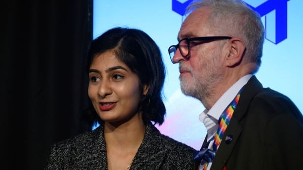  Labour MP for Coventry South Zarah Sultana speaks with former Labour Party leader Jeremy Corbyn