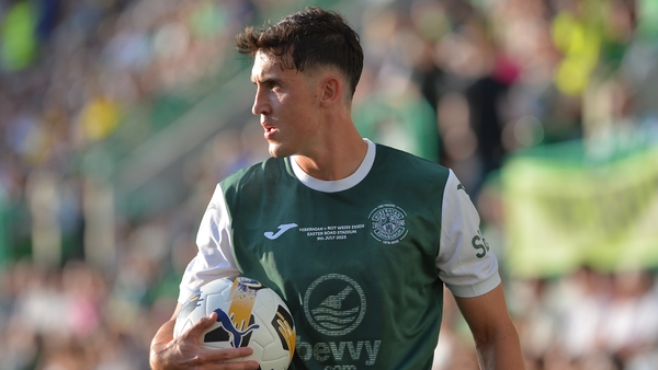 EDINBURGH, SCOTLAND - JULY 9: Hibernian FC's new signing Jamie McGrath during the friendly match between Hibernian FC and Rot-Weiss Essen at Easter Road on July 9, 2025 in Edinburgh, Scotland. (Photo by Callum Landells/Getty Images)