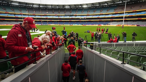 The Lions squad walk out at the MCG for their captain's run on Friday
