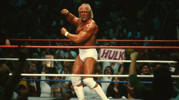 UNSPECIFIED, UNSPECIFIED - CIRCA 1985: Hulk Hogan poses in ring during a match while working for the WWE. (Photo by WWE/WWE via Getty Images)