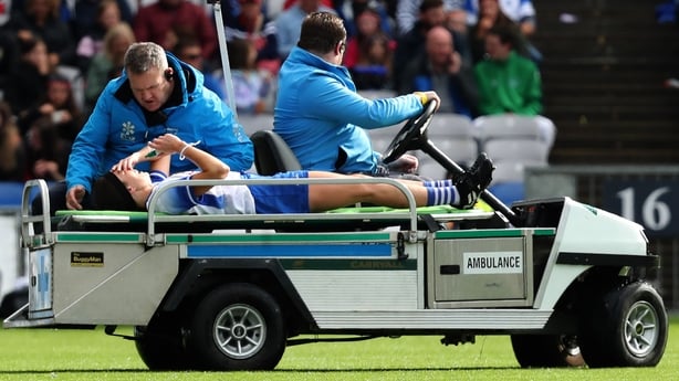 REPRO FREE***PRESS RELEASE NO REPRODUCTION FEE*** EDITORIAL USE ONLY2023 Glen Dimplex All-Ireland Senior Camogie Championship Final, Croke Park, Dublin 6/8/2023Waterford vs CorkWaterford's Vikki Falconer receives medical attention Mandatory Credit ©INPHO/Bryan Keane