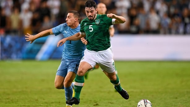 Eiran Cashin in Under-21 action for Ireland against Israel in 2022