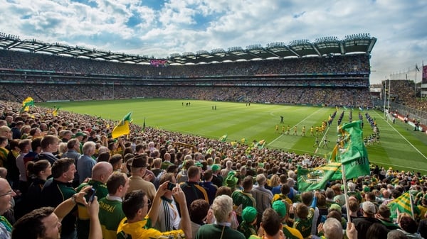 21 September 2014; Kerry, and Donegal, supporters in the Cusack Stand watch the parade before the game. GAA Football All Ireland Senior Championship Final, Kerry v Donegal. Croke Park, Dublin. Picture credit: Ray McManus / SPORTSFILE