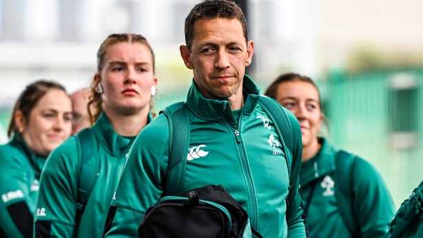 26 April 2025; Ireland head coach Scott Bemand arrives before the Women's Six Nations Rugby Championship match between Scotland and Ireland at Hive Stadium in Edinburgh, Scotland. Photo by Paul Devlin/Sportsfile