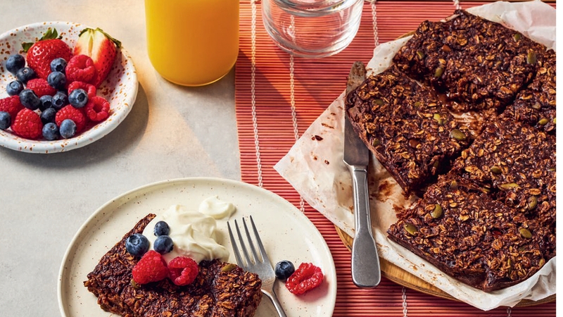 Lou Robbie's chocolate and banana baked oats (Ella Miller/PA)