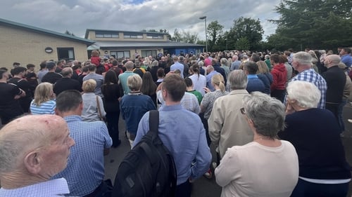 Hundreds of mourners at Maguiresbridge Primary School, Co Fermanagh