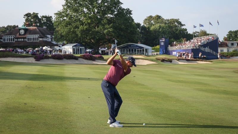 Padraig Harrington leads by a stroke in Sunningdale