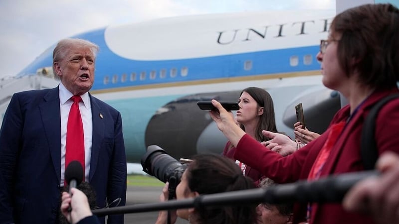 US President Donald Trump WAS Speaking as he landed in Scotland for a five-day visit