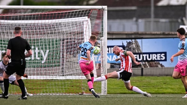 Ross Tierney of Bohemians scoring against Derry City, Premier Division, July 2025
