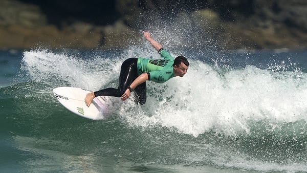 Gearoid McDaid of Ireland surfs on day 1 of the ABANCA Pantin Classic Galicia Pro 2024 in Pantin Beach, La Coruna, Spain. (Photo by Jose Manuel Alvarez Rey/NurPhoto via Getty Images)
