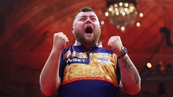 Josh Rock of Northern Ireland celebrates victory in the Quarter-Final match between Josh Rock of Northern Ireland and Gerwyn Price of Wales on day seven of the 2025 Betfred World Matchplay at Winter Gardens on July 25, 2025 in Blackpool, England.