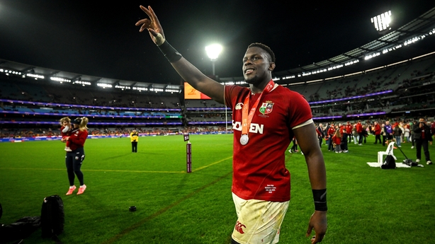 26 July 2025; Maro Itoje of British & Irish Lions celebrates after the second test match between Australia and the British & Irish Lions at the Melbourne Cricket Ground in Melbourne, Australia. Photo by Brendan Moran/Sportsfile