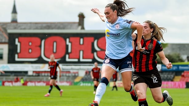 Sarah Power of Bohemians challenges Jess Gargan