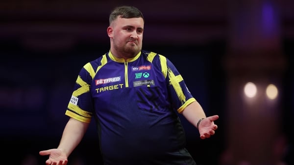 Luke Littler of England celebrates after hitting a '9 dart finish' during the Semi-Final match between Luke Littler of England and Josh Rock of Northern Ireland on day eight of the 2025 Betfred World Matchplay at Winter Gardens on July 26, 2025 in Blackpo