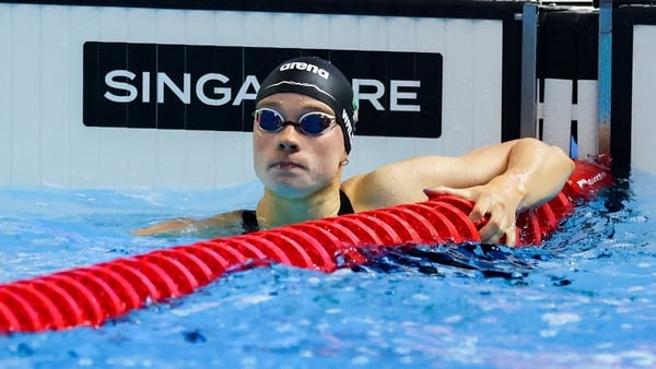 27 July 2025; Ellen Walshe of Ireland after competing in the 200m individual medley semi-final during the World Aquatics Championships 2025 in Singapore. Photo by Ian MacNicol/Sportsfile