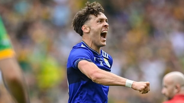 27 July 2025; David Clifford of Kerry celebrates during the GAA Football All-Ireland Senior Championship final match between Kerry and Donegal at Croke Park in Dublin. Photo by Stephen McCarthy/Sportsfile