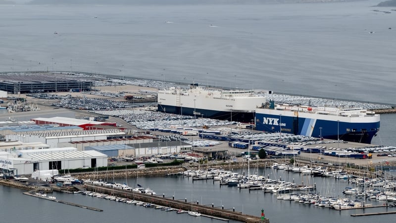 Newly-made vehicles are seen at the commercial port in Vigo, Spain