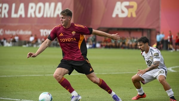 AS Roma player Evan Ferguson during the pre-season match AS Roma and Uni Pomezia at Centro Sportivo Fulvio Bernardini on July 24, 2025 in Rome, Italy.