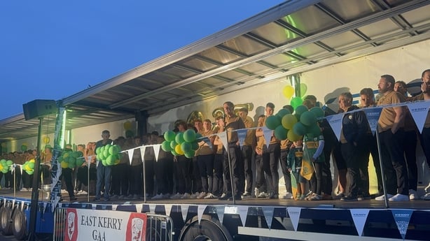 A view of the Kerry team on stage during homecoming celebrations