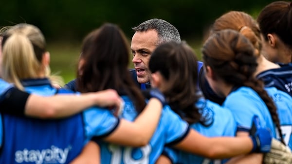 8 June 2025; Dublin manager Paul Casey talks to his players before the TG4 All-Ireland Senior Championship match between Waterford and Dublin at Dungarvan GAA Club in Dungarvan, Waterford. Photo by Seb Daly/Sportsfile