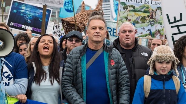 a group of people protesting
