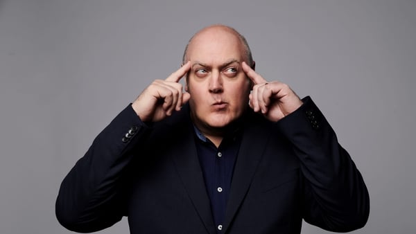 Dara O Briain points at his eyes