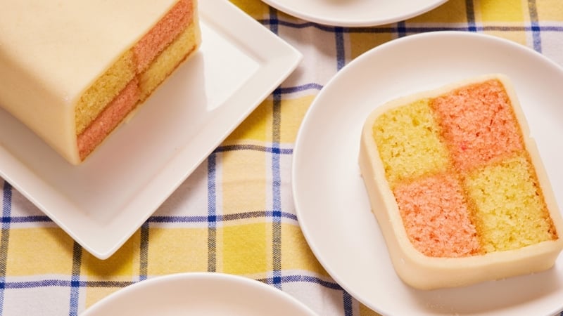 Jane Dunn's battenberg cake (Ellis Parrinder/PA)