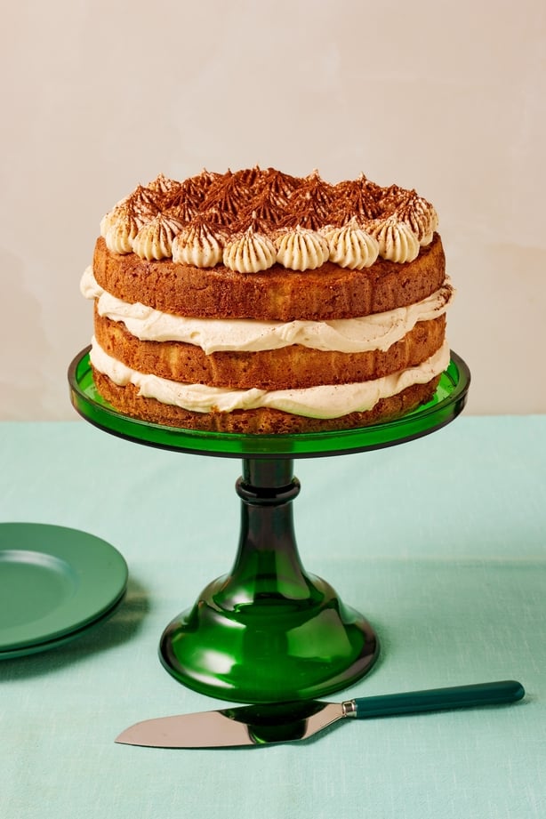 a cake on a green stand