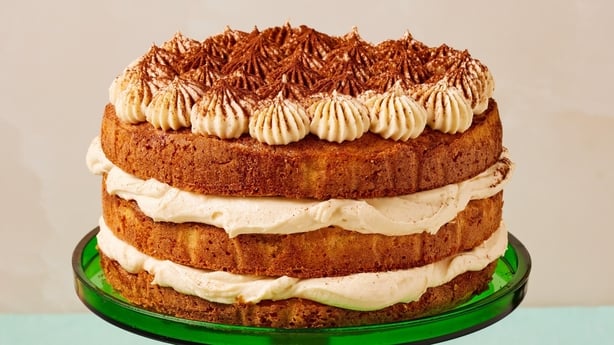 a cake on a green stand