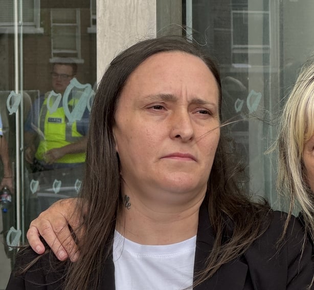 Natalie Ennis speaking outside court