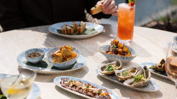 a table with plates of food