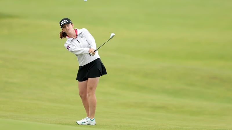 Lauren Walsh of Ireland chips onto the second green during the first round of the AIG Women's Open 2025 at Royal Porthcawl Golf Club on July 31, 2025 in Bridgend, Wales.