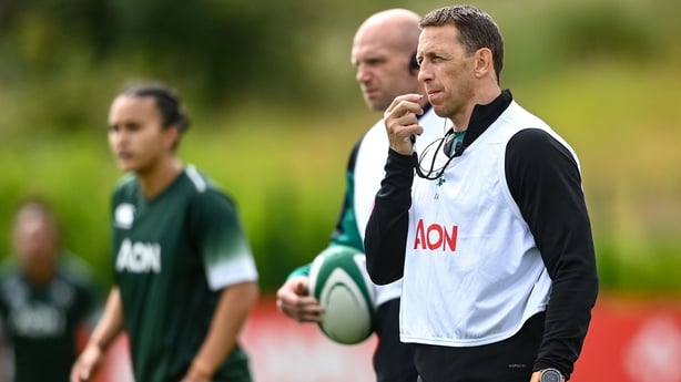 30 July 2025; Head coach Scott Bemand during an Ireland Women Rugby squad training session at the IRFU High Performance Centre in Dublin. Photo by David Fitzgerald/Sportsfile