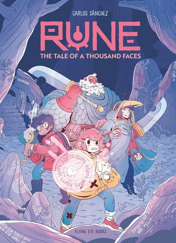 a cover of a book called Rune with action figures