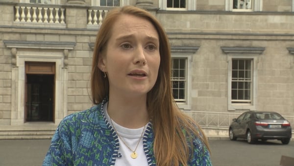 Social Democrats senator Patricia Stephenson speaking outside Leinster House