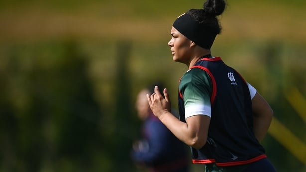 27 March 2024; Eimear Corri during an Ireland Women's Rugby squad training session at the IRFU High Performance Centre on the Sport Ireland Campus in Dublin. Photo by Seb Daly/Sportsfile