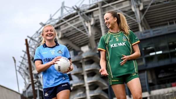 Dublin captain Carla Rowe, left, and Meath captain Aoibhín Cleary ahead of 2025 TG4 All-Ireland Senior final