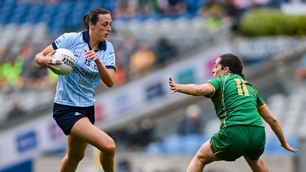 Hannah Tyrrell of Dublin in action against Niamh Gallogly of Meath - 2025 Leinster final