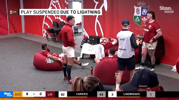 Lions dressing room during weather suspension