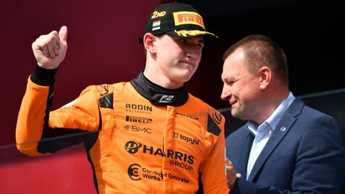 Alex Dunne on the podium in Budapest